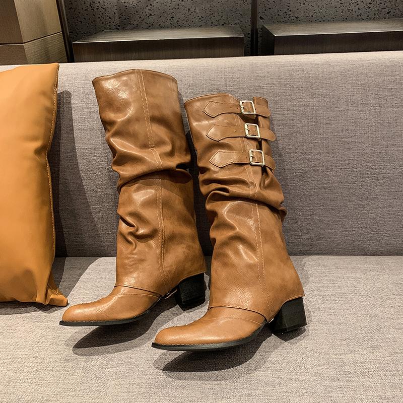 Women’s black western ankle boots with low heel – Shiningain
