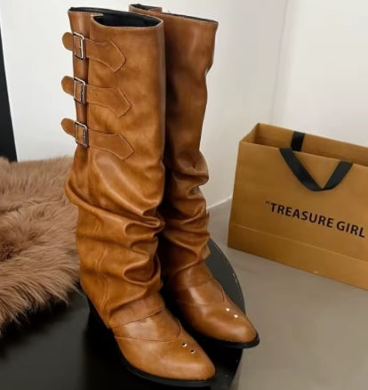 Women’s black western ankle boots with low heel – Shiningain
