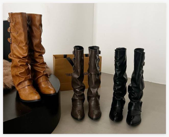 Women’s black western ankle boots with low heel – Shiningain
