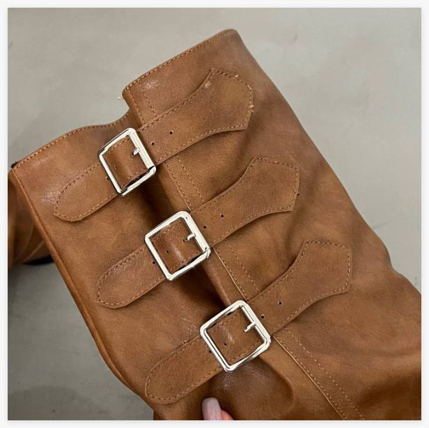 Women’s black western ankle boots with low heel – Shiningain
